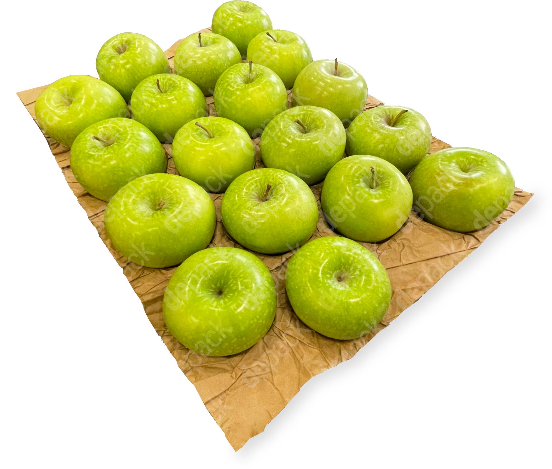 Depack Packaging Paper Tray filled with green apples